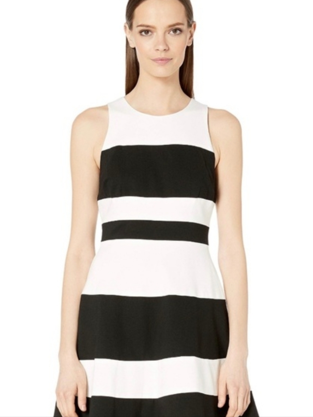 Kate Spade New York Striped Ponte A Line Dress Black & White + Pockets Classic M - Picture 2 of 14